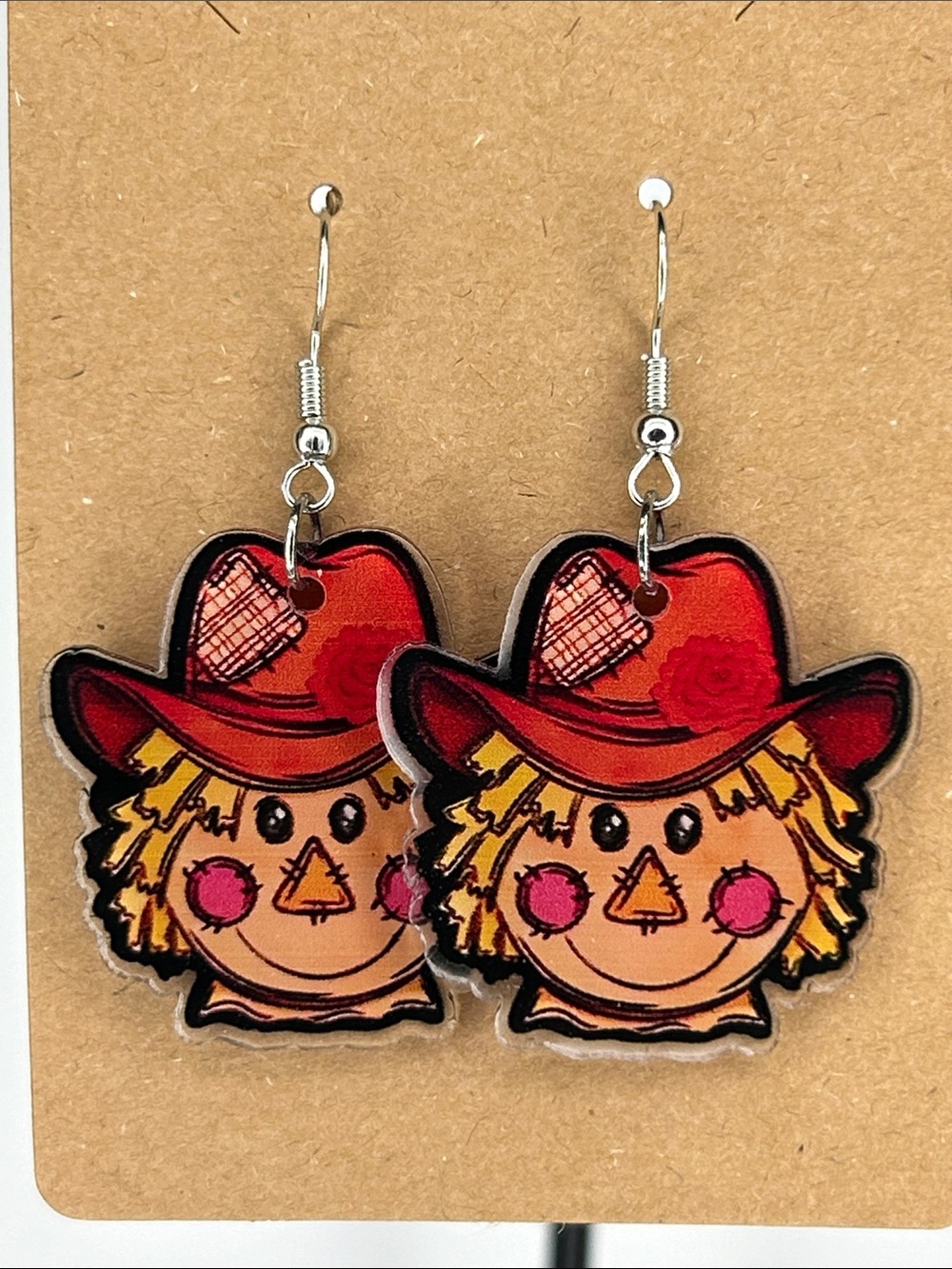 Fall Scarecrow Face Dangle Earrings Fashion Jewelry